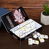 M-YW-81157 (24) Настольная игра "Домино" в подарочной металлической коробке, 19,5*12*4см.